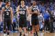 DALLAS, TX - APRIL 28: Manu Ginobili #20 of the San Antonio Spurs celebrates in Game Four of the Western Conference Quarterfinals against the Dallas Mavericks during the 2014 NBA Playoffs on April 28, 2014 at the American Airlines Center in Dallas, Texas.