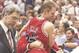 11 Jun 1997: Guards Jud Buechler and Steve Kerr and coach Phil Jackson of the Chicago Bulls celebrate after a playoff game against the Utah Jazz at the Delta Center in Salt Lake City, Utah. The Bulls won the game 90-88. Mandatory Credit: Brian Bahr /Al