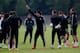 COBHAM, ENGLAND - APRIL 29: David Luiz of Chelsea gesture during a training session at Chelsea Training Ground on April 29, 2014 in Cobham, England. (Photo by Clive Rose/Getty Images)