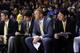 SANTA CRUZ - April 1: Golden State Warriors Assistant coach Brian Scalabrine watches the Santa Cruz Warriors from the bench against the Bakersfield Jam on April 1, 2014 at Kaiser Permanente Arena in Santa Cruz, California. NOTE TO USER: User expressly ac