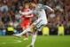 MADRID, SPAIN - APRIL 23: Cristiano Ronaldo of Real Madrid shoots during the UEFA Champions League semi-final first leg match between Real Madrid and FC Bayern Muenchen at the Estadio Santiago Bernabeu on April 23, 2014 in Madrid, Spain. (Photo by Mike