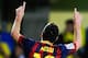 VILLARREAL, SPAIN - APRIL 27: Lionel Messi of FC Barcelona celebrates after scoring his team's third goal during the La Liga match between Villarreal CF and FC Barcelona at El Madrigal on April 27, 2014 in Villarreal, Spain. (Photo by David Ramos/Getty