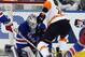 NEW YORK, NY - APRIL 27: Henrik Lundqvist #30 of the New York Rangers tends net against the Philadelphia Flyers in Game Five of the First Round of the 2014 NHL Stanley Cup Playoffs at Madison Square Garden on April 27, 2014 in New York City. The Rangers