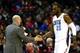 CHARLOTTE, NC - NOVEMBER 11: Head coach Steve Clifford of the Charlotte Bobcats shakes hands with his player Al Jefferson #25 as he walks off the court during their game against the Atlanta Hawks at Time Warner Cable Arena on November 11, 2013 in Charlot