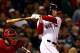 BOSTON, MA - OCTOBER 30: Stephen Drew #7 of the Boston Red Sox looks on after hitting a home run in the fourth inning against the St. Louis Cardinals during Game Six of the 2013 World Series at Fenway Park on October 30, 2013 in Boston, Massachusetts. (