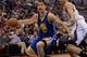 LOS ANGELES, CA - APRIL 29: Klay Thompson #11 of the Golden State Warriors dribbles past Blake Griffin #32 of the Los Angeles Clippers in Game Five of the Western Conference Quarterfinals at Staples Center on April 29, 2014 in Los Angeles, California. NOT