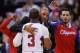 Apr 29, 2014; Los Angeles, CA, USA; Los Angeles Clippers head coach Doc Rivers hugs Los Angeles Clippers guard Chris Paul (3) during a timeout in the 2nd half of the Clippers 113-103 win over Golden State Warriors in game five of the first round of the 20