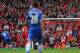 LIVERPOOL, ENGLAND - APRIL 27: Demba Ba of Chelsea runs through on goal to score the first goal past Simon Mignolet of Liverpool during the Barclays Premier League match between Liverpool and Chelsea at Anfield on April 27, 2014 in Liverpool, England. (