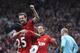 MANCHESTER, ENGLAND - APRIL 26: Juan Mata of Manchester United celebrates scoring the fourth goal during the Barclays Premier League match between Manchester United and Norwich City at Old Trafford on April 26, 2014 in Manchester, England. (Photo by Lau