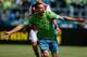 SEATTLE, WA - APRIL 26: Clint Dempsey #2 of the Seattle Sounders FC reacts after scoring his second goal against the Colorado Rapids at CenturyLink Field on April 26, 2014 in Seattle, Washington. The Sounders defeated the Rapids 4-1. (Photo by Otto Greu