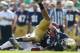 Sep 28, 2013; South Bend, IN, USA; Notre Dame Fighting Irish wide receiver William Fuller (15) makes a catch against the Oklahoma Sooners at Notre Dame Stadium. Mandatory Credit: Brian Spurlock-USA TODAY Sports