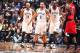 BROOKLYN, NY - APRIL 27: Paul Pierce #34, Deron Williams #8 and Kevin Garnett #2 of the Brooklyn Nets walk up court against the Toronto Raptors during Game Four of the Eastern Conference Quarterfinals at Barclays Center in Brooklyn. NOTE TO USER: User e