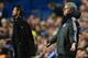 LONDON, ENGLAND - APRIL 30: Jose Mourinho, manager of Chelsea reacts with Diego Simeone, coach of Club Atletico de Madrid during the UEFA Champions League semi-final second leg match between Chelsea and Club Atletico de Madrid at Stamford Bridge on April