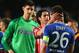 LONDON, ENGLAND - APRIL 30: Tiago of Club Atletico de Madrid consoles John Terry of Chelsea as Thibaut Courtois (L) looks on after the UEFA Champions League semi-final second leg match between Chelsea and Club Atletico de Madrid at Stamford Bridge on Apri