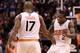 PHOENIX, AZ - DECEMBER 15: Eric Bledsoe #2 of the Phoenix Suns celebrates with P.J. Tucker #17 after scoring against the Golden State Warriors late in the fourth quarterof the NBA game at US Airways Center on December 15, 2013 in Phoenix, Arizona. The Su