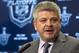 VANCOUVER, CANADA - MAY 1: Todd McLellan, Head Coach of the San Jose Sharks, speaks to reporters after the Sharks defeated the Vancouver Canucks 3-1in Game One of the Western Conference Quarterfinals of the 2013 NHL Stanley Cup Playoffs, May 01, 2013 at
