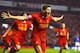LIVERPOOL, ENGLAND - JANUARY 28: Steven Gerrard of Liverpool celebrates after scoring the opening goal during the Barclays Premier League match between Liverpool and Everton at Anfield on January 28, 2014 in Liverpool, England. (Photo by Laurence Griffi