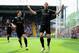 LONDON, ENGLAND - APRIL 27: Edin Dzeko of Manchester City celebrates scoring the opening goal with Samir Nasri of Manchester City during the Barclays Premier League match between Crystal Palace and Manchester City at Selhurst Park on April 27, 2014 in Lo