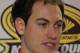 Joey Logano talks to the media in Charlotte.