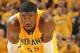 INDIANAPOLIS - APRIL 19: Roy Hibbert #55 of the Indiana Pacers looks on against the Atlanta Hawks in the East Conference Quarter Finals at Bankers Life Fieldhouse on April 19, 2014 in Indianapolis, Indiana. NOTE TO USER: User expressly acknowledges and a