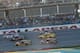 The fast-paced action at Talladega often is three-wide toward the end of races.