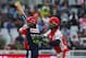 CAPE TOWN, SOUTH AFRICA - APRIL 19: Gautam Gambhir of Delhi hits out past Kumar Sangakarra of Kings XI during the IPL T20 match between Delhi Daredevils and Kings XI Punjab on April 19, 2009 in Cape Town, South Africa. (Photo by Tom Shaw/Getty Images)