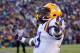 BATON ROUGE, LA - NOVEMBER 29: Jeremy Hill #33 of the LSU Tigers celebrates after scoring a touchdown against the Arkansas Razorbacks at Tiger Stadium on November 29, 2013 in Baton Rouge, Louisiana. (Photo by Chris Graythen/Getty Images)