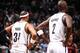 BROOKLYN, NY - APRIL 25: Paul Pierce #34 and Kevin Garnett #2 of the Brooklyn Nets look on in Game Three of the Eastern Conference Quarterfinals against the Toronto Raptors during the NBA Playoffs on April 25, 2014 at the Barclays Center in Brooklyn, New