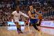 LOS ANGELES, CA - APRIL 29: Stephen Curry #30 of the Golden State Warriors dribbles past Chris Paul #3 of the Los Angeles Clippers in Game Five of the Western Conference Quarterfinals at Staples Center on April 29, 2014 in Los Angeles, California. NOTE TO