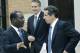Buffalo Mayor Byron Brown and New York Governor Andrew Cuomo confer.