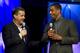 DALLAS, TX - APRIL 06: Head coach John Calipari of the University of Kentucky and head coach Kevin Ollie of the University of Connecticut speak during the AT&T NABC Guardians of the Game Awards Show at the Music Hall at Fair Park on April 6, 2014 in Dall