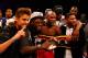 LAS VEGAS, NV - MAY 05: Singer Justin Bieber, Rapper Lil Wayne, boxer Floyd Mayweather Jr., rapper Curtis '50 Cent' Jackson and Yuriorkis Gamboa pose after Mayweather Jr. defeats Miguel Cotto by unanimous decision in their WBA super welterweight title fi