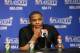 MEMPHIS, TN - MAY 1: Russell Westbrook #0 of the Oklahoma City Thunder addresses the media after Game Six of the Western Conference Quarterfinals against the Memphis Grizzlies during the 2014 NBA Playoffs on May 1, 2014 at FedExForum in Memphis, Tennessee
