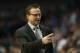 Mar 25, 2014; Dallas, TX, USA; Oklahoma City Thunder head coach Scott Brooks points from the sidelines in the second quarter against the Dallas Mavericks at American Airlines Center. Mandatory Credit: Matthew Emmons-USA TODAY Sports