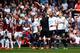 LONDON, ENGLAND - MAY 03: Referee Phil Dowd shows the red card to Younes Kaboul of Spurs during the Barclays Premier League match between West Ham United and Tottenham Hotspur at Boleyn Ground on May 3, 2014 in London, England. (Photo by Bryn Lennon/Get