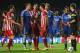 LONDON, ENGLAND - APRIL 30: Branislav Ivanovic and John Terry of Chelsea confront Diego Costa of Club Atletico de Madrid after he delayed his penalty kick during the UEFA Champions League semi-final second leg match between Chelsea and Club Atletico de Ma