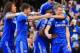 LONDON, ENGLAND - MARCH 22: Andre Schurrle of Chelsea celebrates scoring his second goal with, David Luiz, Samuel Eto'o, Oscar, Branislav Ivanovic of Chelsea during the Barclays Premier League match between Chelsea and Arsenal at Stamford Bridge on Marc