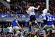Edin Dzeko's towering header sent Manchester City on the way to victory over Everton.