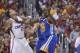 May 3, 2014; Los Angeles, CA, USA; Los Angeles Clippers forward Matt Barnes (22) and Golden State Warriors forward Draymond Green (23) battle for the ball in game seven of the first round of the 2014 NBA Playoffs at Staples Center. Mandatory Credit: Kirby
