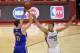 May 3, 2014; Los Angeles, CA, USA; Golden State Warriors guard Klay Thompson (11) attempts shot defended by Los Angeles Clippers forward Blake Griffin (32) during the first quarter in game seven of the first round of the 2014 NBA Playoffs at Staples Cent