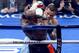 LAS VEGAS, NV - MAY 03: (R-L) Marcos Maidana and Floyd Mayweather Jr. exchange blows during their WBC/WBA welterweight unification fight at the MGM Grand Garden Arena on May 3, 2014 in Las Vegas, Nevada. (Photo by Ethan Miller/Getty Images)