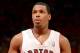 TORONTO, ON - MAY 4: Kyle Lowry #7 of the Toronto Raptors attempts a free throw against the Brooklyn Nets in Game Seven of the Eastern Conference Quarterfinals during the NBA Playoffs at the Air Canada Centre on May 4, 2014 in Toronto, Ontario, Canada. NO