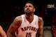 TORONTO, ON - MAY 4: Amir Johnson #15 of the Toronto Raptors attempts a free throw against the Brooklyn Nets in Game Seven of the Eastern Conference Quarterfinals during the NBA Playoffs at the Air Canada Centre on May 4, 2014 in Toronto, Ontario, Canada.