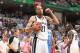 MEMPHIS, TN - APRIL 24: Tayshaun Prince #21 of the Memphis Grizzlies celebrates against the Oklahoma City Thunder in Game Three of the Western Conference Quarterfinals during the 2014 NBA Playoffs on April 24, 2014 at FedExForum in Memphis, Tennessee. NOT
