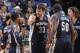 OAKLAND, CA - NOVEMBER 20: Marc Gasol #33, Mike Conley #11, and Zach Randolph #50 of the Memphis Grizzlies talk in a game against the Golden State Warriors on November 20, 2013 at Oracle Arena in Oakland, California. NOTE TO USER: User expressly acknowled