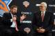 NEW YORK, NY - MARCH 18: James Dolan, L, Executive Chairman of Madison Square Garden, and Phil Jackson answer questions together during the press conference to announce Jackson as the President of the New York Knicks at Madison Square Garden on March 18,