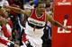WASHINGTON, DC - APRIL 27: Trevor Ariza #1 of the Washington Wizards celebrates after scoring a key basket late in the fourth quarter against the Chicago Bulls in Game Four of the Eastern Conference Quarterfinals during the 2014 NBA Playoffs at the Veriz