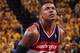 INDIANA MAY 5: Bradley Beal #3 of the Washington Wizards shoots a foul shot against the Indiana Pacers during Game One of the Eastern Conference Semifinals on May 5, 2014 at Bankers Life Fieldhouse in Indianapolis, Indiana. NOTE TO USER: User expressly ac