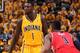 INDIANA MAY 5: Lance Stephenson #1 of the Indiana Pacers looks to pass the ball against the Washington Wizards during Game One of the Eastern Conference Semifinals on May 5, 2014 at Bankers Life Fieldhouse in Indianapolis, Indiana. NOTE TO USER: User exp