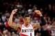 PORTLAND, OR - MAY 2: Damian Lillard #0 of the Portland Trail Blazers celebrates during a game against the Houston Rockets in Game Six of the Western Conference Quarterfinals during the 2014 NBA Playoffs on May 2, 2014 at the Moda Center in Portland, Oreg